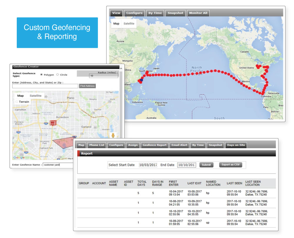 Custom geofencing and reporting for asset tracking