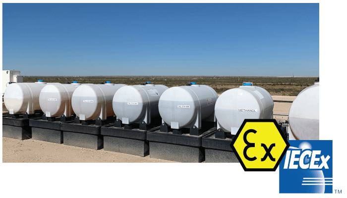 Install in hazardous locations such as monitoring chemicals in poly tanks